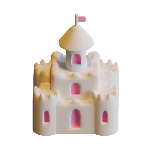 夏季沙堡3D渲染插图，适合夏季，旅游，假期，或度假事件的主题。图片下载