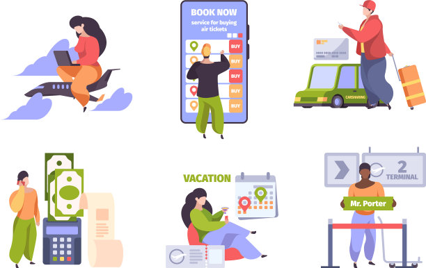 在线预订旅游场景与概念图片下载