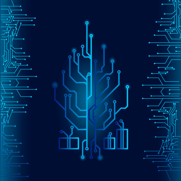 高科技圣诞树技术几何和图片下载