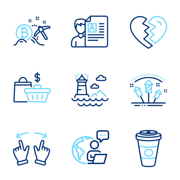 Line ICONS集包括比特币挖矿图标图片下载