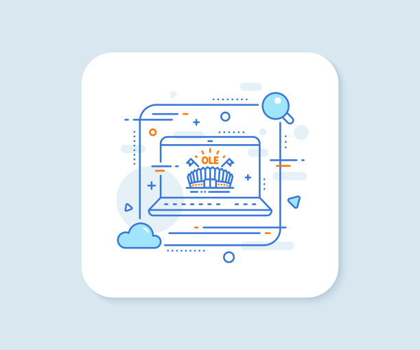 体育竞技场线图标体育场与旗帜标志图片下载