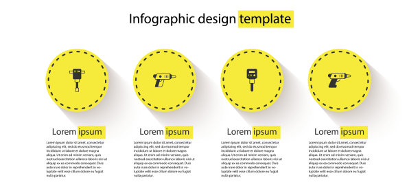 配套施工手提钻，电动无绳螺丝刀和。业务信息模板。向量图片下载