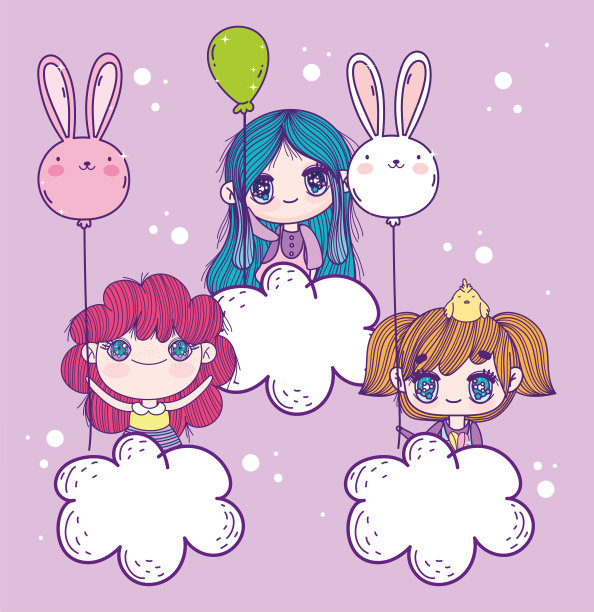 动漫女孩拿着气球图片下载