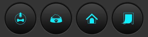 设置狗项圈，宠物食品碗，房子和门宠物图标。向量图片下载