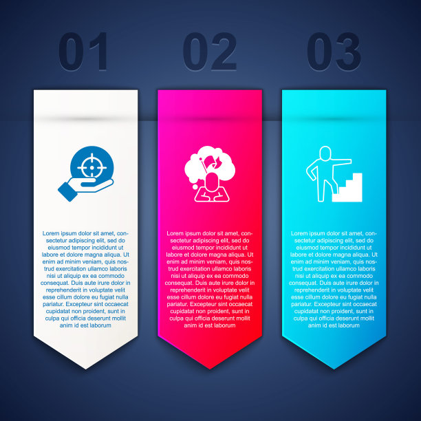 设定目标，人举旗，楼梯完成。业务信息模板。向量图片下载