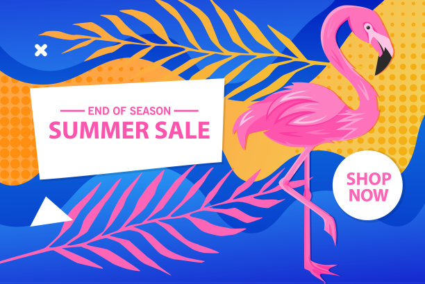 夏季促销横幅模板，夏季促销鲜艳的背景为您的广告图片下载