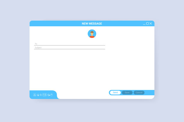 电子邮件窗口模板新消息蓝色界面图片下载