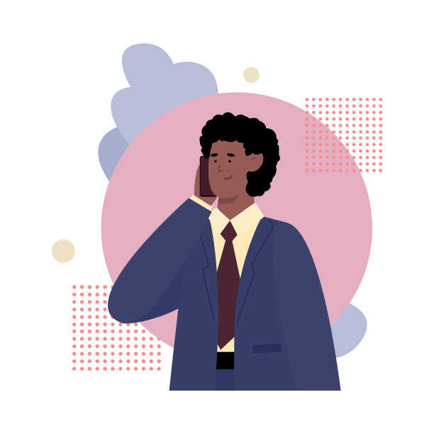 商人用手机聊天的卡通形象图片下载