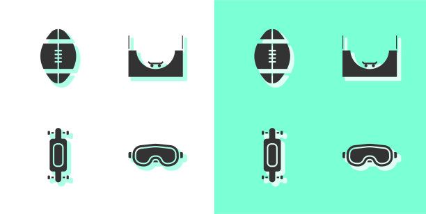 设置滑雪护目镜，橄榄球或长板图片下载