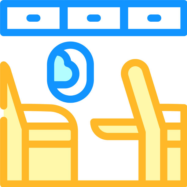 扶手椅与桌子在飞机颜色图标图片下载