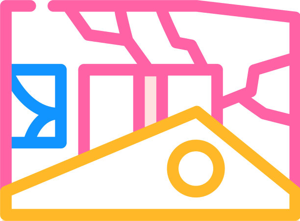 废弃的房子颜色图标线图片下载