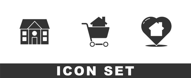 用房子和心设置房子的购物车图片下载