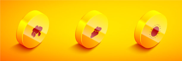 设置等距云与雨和太阳图标图片下载