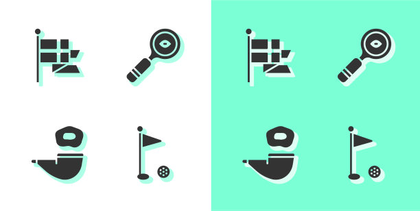 把英国高尔夫球旗立在旗杆上抽烟斗图片下载