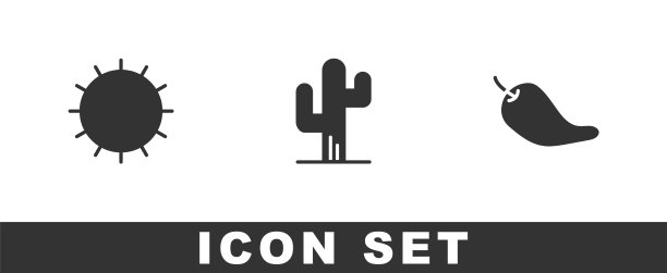 设置太阳仙人掌和辣椒荚辣椒图标图片下载