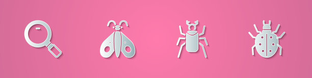 设置剪纸放大镜蝴蝶甲虫图片下载