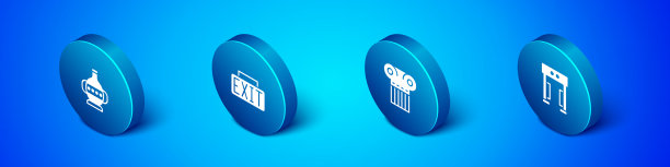 设置等距古代双耳罐金属柱图片下载