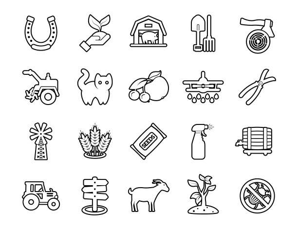 农业线性图标设置农业图片下载