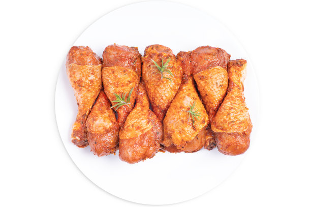 鸡腿特写。俯视图，烤鸡腿，烧烤。图片下载