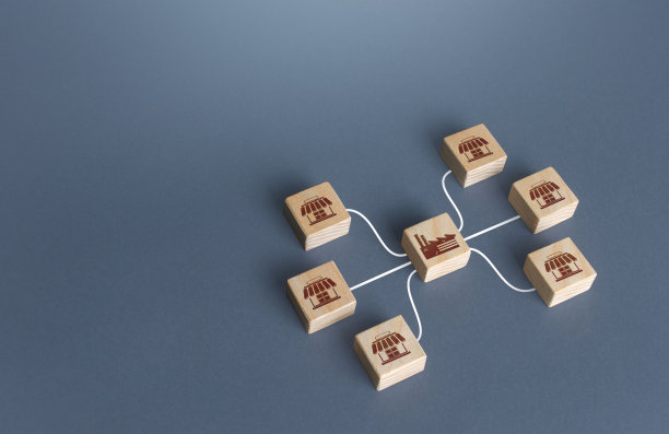 制造工厂和零售店之间的沟通。经济关系，消费者配送用品。物流商业贸易。销售产品和货物，进入新的市场。图片下载