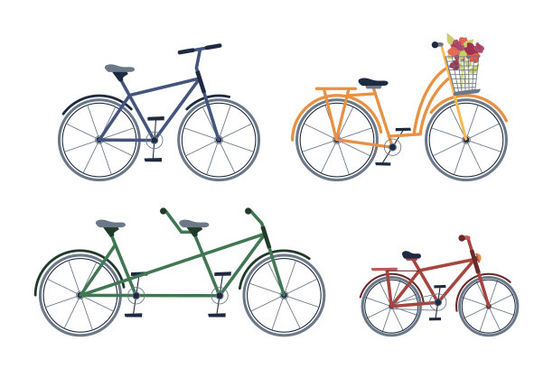 两个座位的男人和女人的孩子自行车隔离图片下载