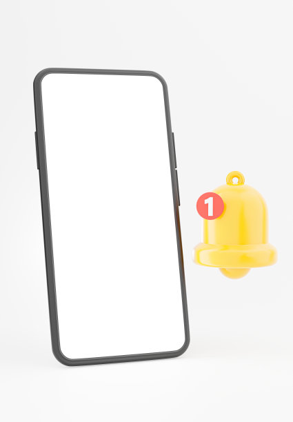 3d渲染的智能手机与黄色铃声通知图标为您的模型设计图片下载