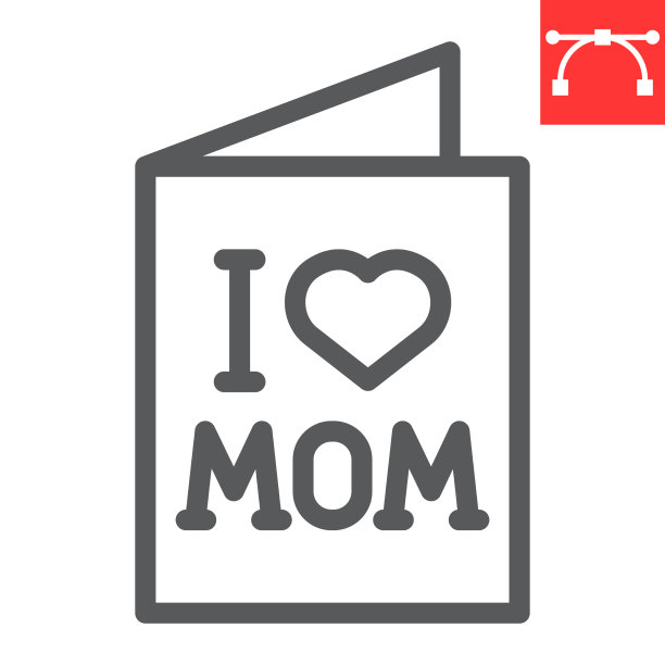 母亲节快乐贺卡线图标图片下载