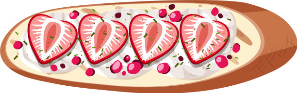 俯视图面包与草莓隔离图片下载