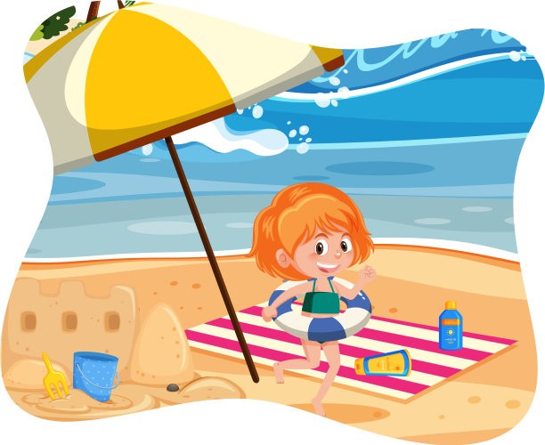 海滩上的快乐女孩图片下载