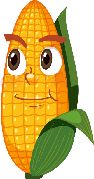 可爱的玉米卡通人物与面部表情图片下载