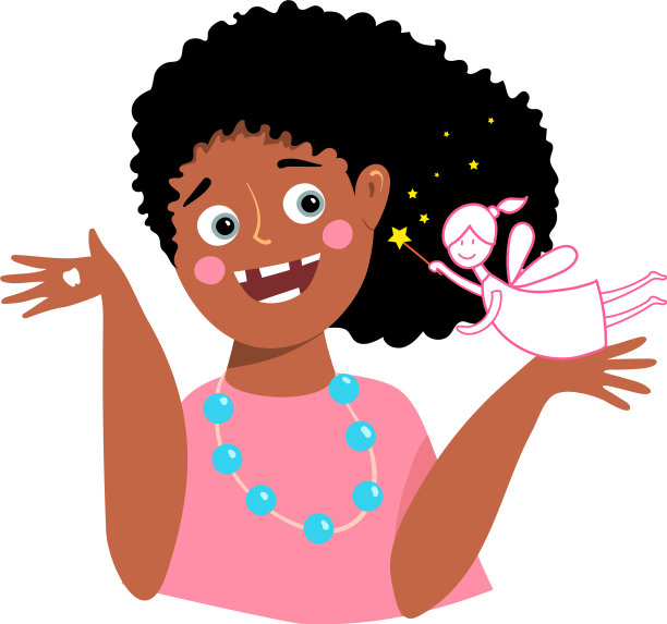 牙仙子和可爱的无牙女孩图片下载