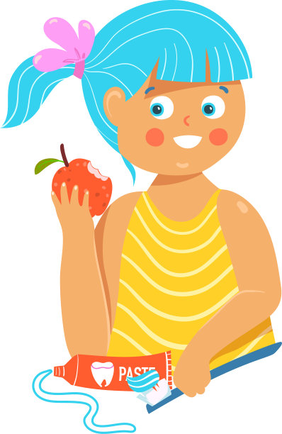 儿童牙科护理概念与牙刷女孩图片下载