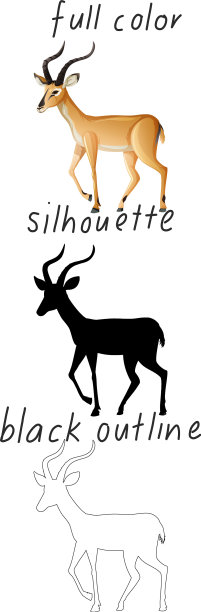 设置黑斑羚的颜色剪影和黑色图片下载