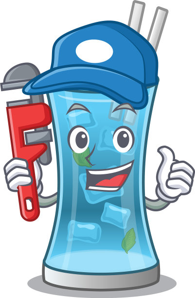 卡通人物设计蓝色夏威夷鸡尾酒图片下载