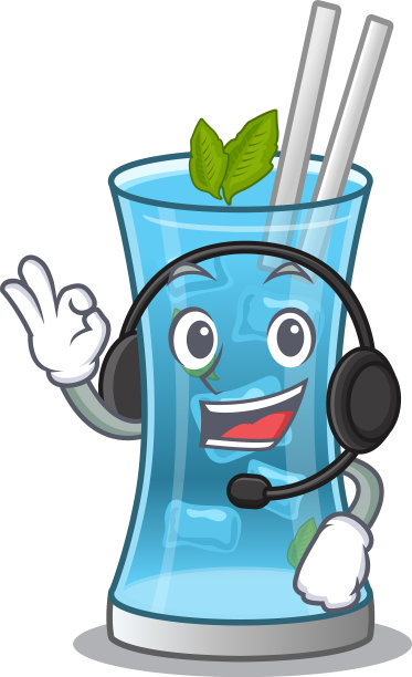 一个迷人的蓝色夏威夷鸡尾酒吉祥物图片下载