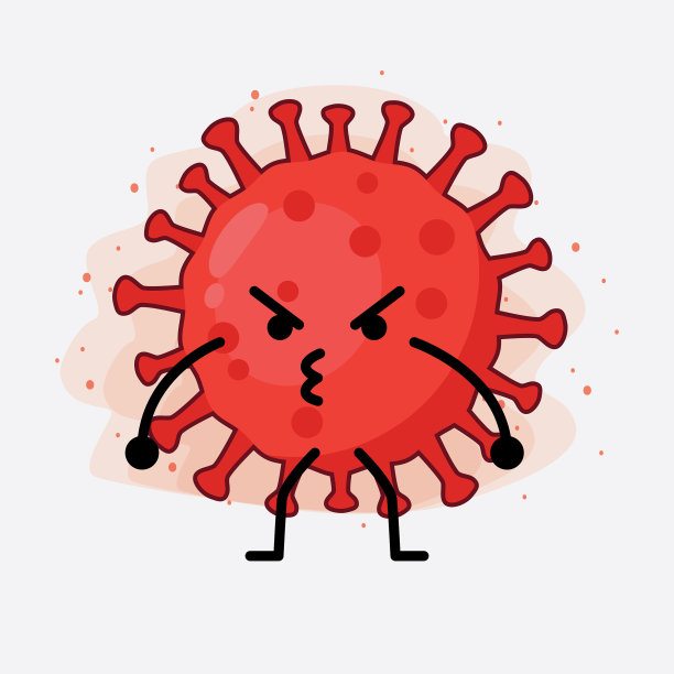 红色病毒可爱的人物与简单的脸手图片下载