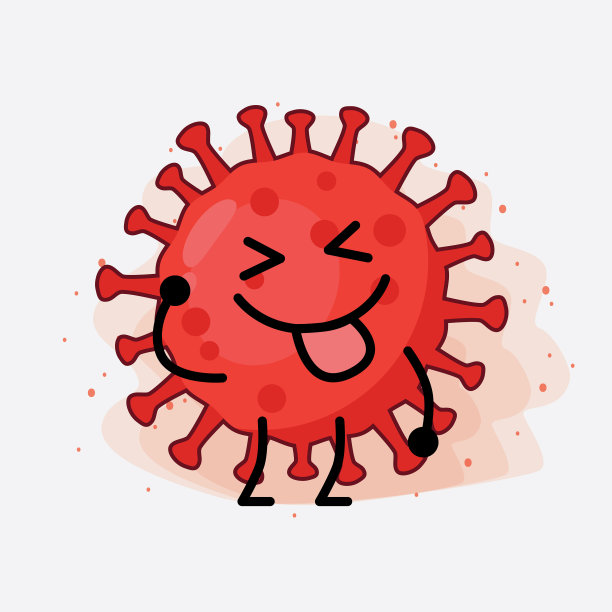 红色病毒可爱的人物与简单的脸手图片下载