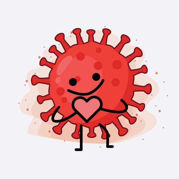 红色病毒可爱的人物与简单的脸手图片下载