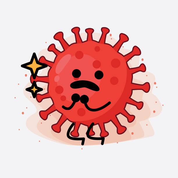 红色病毒可爱的人物与简单的脸手图片下载
