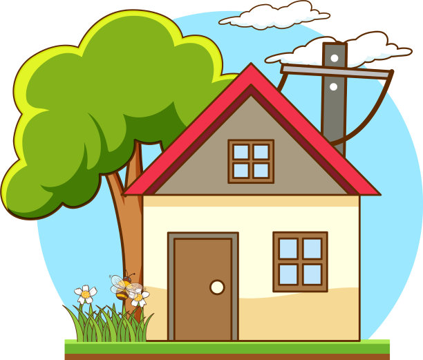 前面是一间有许多树的小房子图片下载