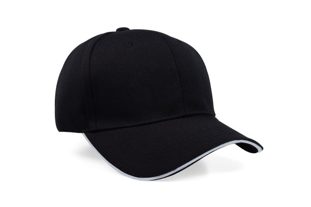 棒球黑帽孤立在白色背景。正面和侧视图。图片下载