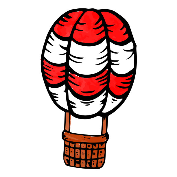 一个气球和一个篮子用手画的涂鸦风格。气球图标图片下载