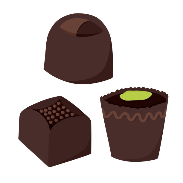在白色绝缘背景上的一组糖果巧克力。矢量插图。图片下载
