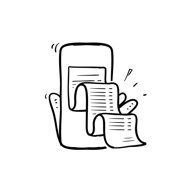 手绘涂鸦智能手机收据账单符号账单在线独立检查图片下载