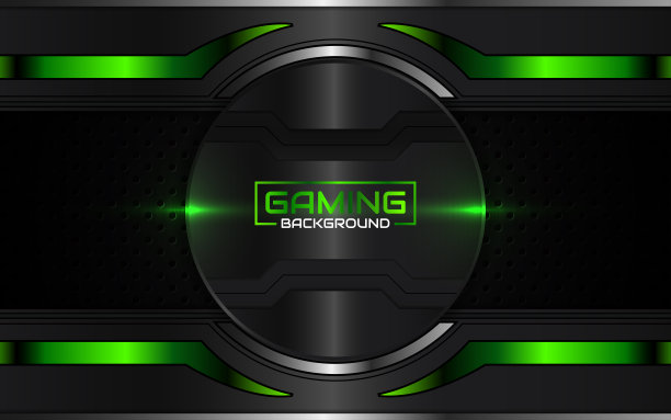 抽象的未来几何绿色和红色游戏背景与现代电子竞技形状。矢量设计模板技术概念图片下载