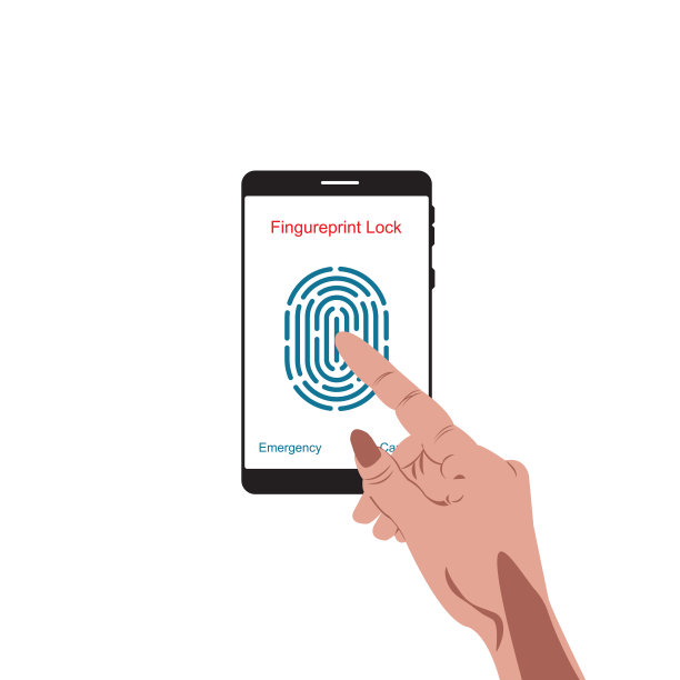 智能手机与指纹。平面设计中的插图图片下载