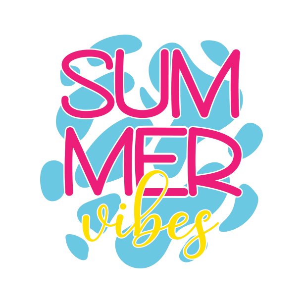 Vector Summer Vibes插图在海水背景孤立在白色上。夏季彩色横幅，排版海报与装饰元素。图片下载