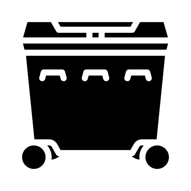 垃圾桶塑料字形图标矢量插图图片下载