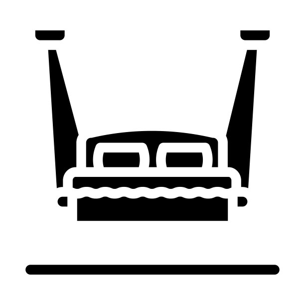 悬挂床家具字形图标矢量插图图片下载