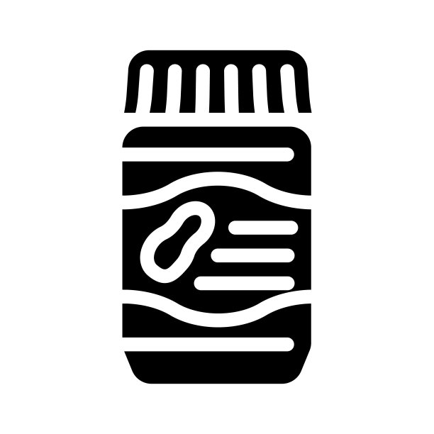 罐子与花生酱字形图标矢量插图图片下载